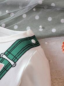 Baby Girl Cat Print 2 In 1 Jumpsuit - Green - View 5