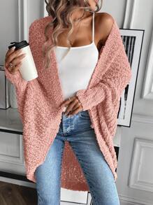 SHEIN Essnce Batwing Sleeve Casual Design Cardigan - Pink - View 3