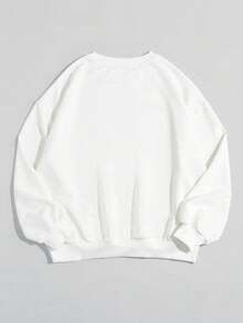 SHEIN EZwear Sudadera Con Letra Y Gráficos De Dibujos Animados Para Talla Grande - Blanco - Ver 2