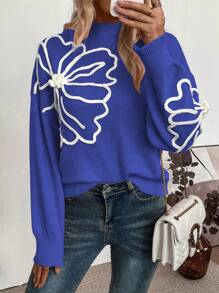 SHEIN LUNE 女士花卉圖案毛衣 - 彩色 - 查看 6