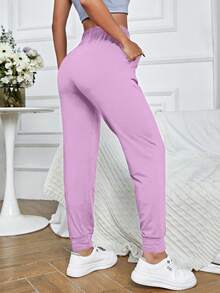RueChic Soft Sports Pants With Slanted Pockets - Pink - View 2