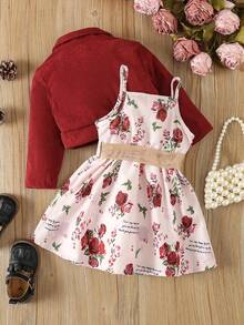 女嬰套裝 - 酒紅色 - 查看 2