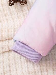 SHEIN 女宝宝休闲可爱扎染印花棉服外套，配有 3d 耳朵连帽衫，非常适合秋冬季户外穿着 - 紅色 - 查看 6