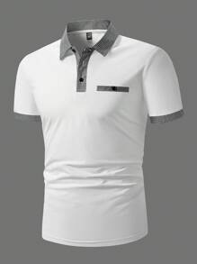 Manfinity Homme Men Plus Contrast Trim Polo Shirt - White - View 3