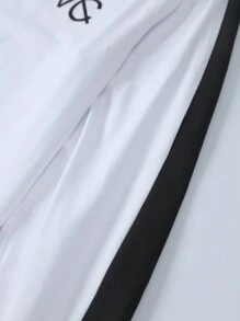 Manfinity Sport Corelite 男式字母图案撞色侧缝运动 T 恤长袖衬衫 - 彩色 - 查看 6