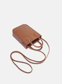 SHEIN MOD Plain Double Handle Crossbody Bag - Brown - View 2