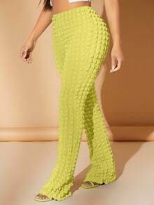 SHEIN SXY 直筒生菜邊褲 - 薑色 - 查看 5