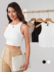 SHEIN BIZwear Canotta a costine cropped abbigliamento da lavoro