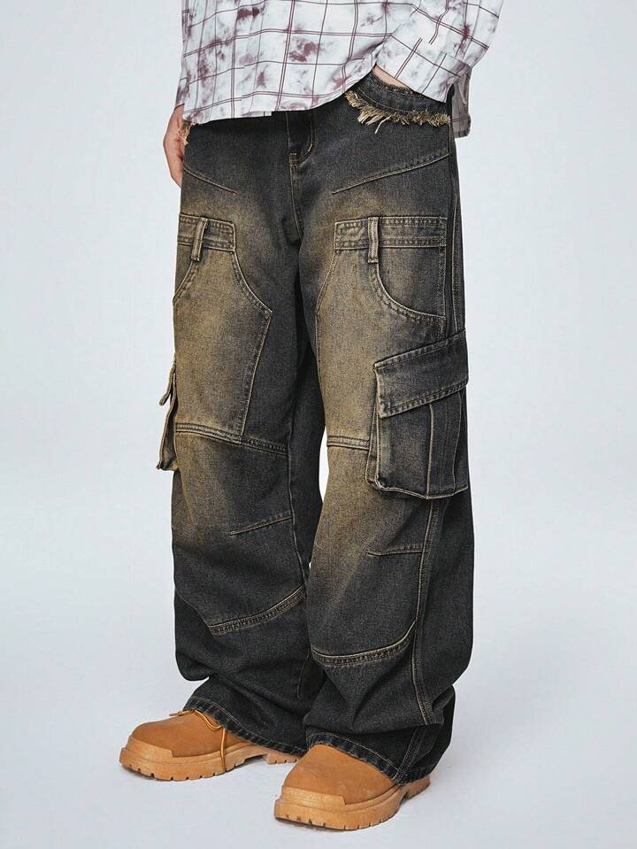 Our Grunge Punk Men's Casual Loose Fit Baggy Jeans With Fake