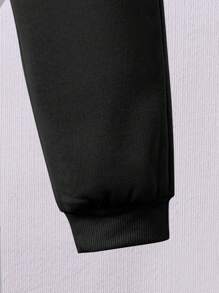 青少年男童休閒風景印花帽衫和運動長褲，保暖 - 黑色 - 查看 6