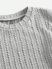 SHEIN Tween Girl Solid Ruched Knot Side Tee - Light Grey - View 4