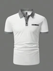 Manfinity Homme Men Plus Contrast Trim Polo Shirt - White - View 4