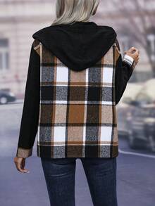 SHEIN LUNE In kẻ sọc Thả vai Áo trùm đầu - Màu vàng - Xem 2