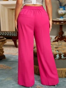 SHEIN SXY 女士直筒西裝褲 - 玫紅色 - 查看 2