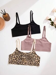 女士豹紋胸罩(無鋼圈,3 件/套) - 彩色 - 查看 4