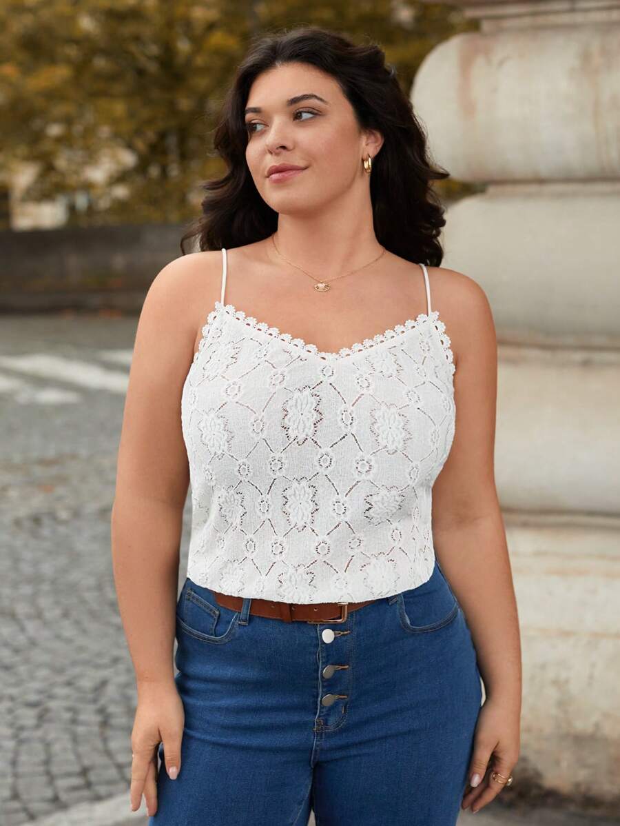 SHEIN Frenchy 大尺碼吊帶和背心 - 杏色 - 查看 1