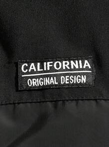 Manfinity VCAY Loose Fit Men's Letter Patched Detail Zip-Up Padded Coat, For Fall Winter - Black - View 3