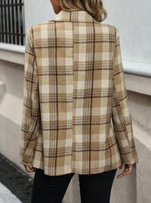 Chiquease 女款格紋缺角領西裝外套