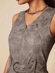 SHEIN Unity Met rits Met riem PU Romper