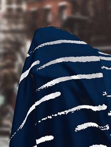 SHEIN LUNE Blusa con estampado de pincelada de cuello notch - Azul - Ver 6