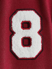 Manfinity Campus Court 男士鬆身字母刺繡拼接袖棒球外套 - 彩色 - 查看 4