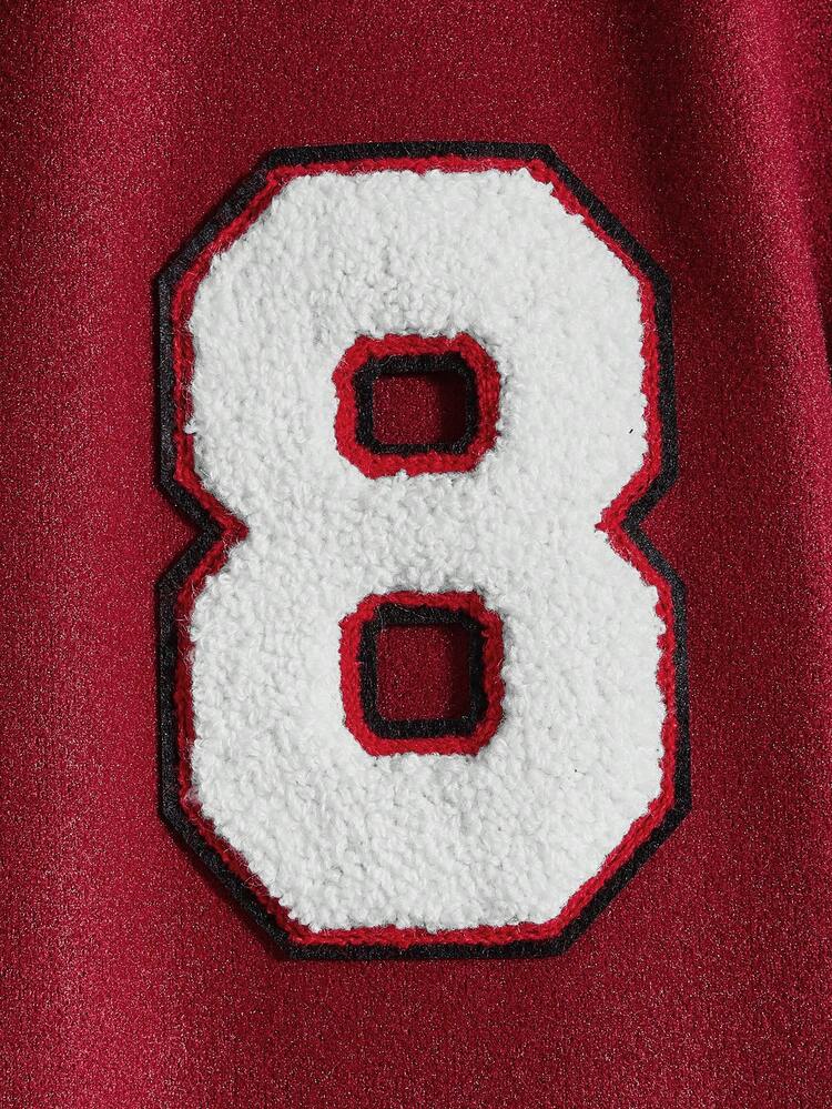 Loose Fit Men's Letter Embroidery Patchwork Sleeve Baseball Jacket