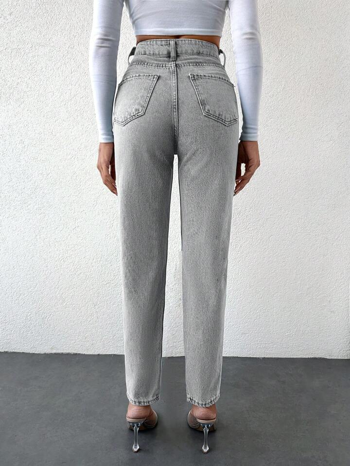 SHEIN PETITE Women s Gray Tapered Leg Jeans SHEIN ASIA