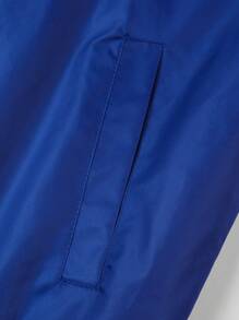 Manfinity Homme Lỏng lẻo phù hợp Nam Nút phía trước Áo khoác Với Lá thư Và In hoa bóng rổ - Màu xanh lam - Xem 3