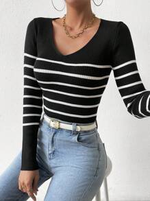 SHEIN Clasi 休閒女性套頭毛衣 - 黑與白 - 查看 6