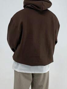 DAZY Nam In thư Dây rút Hoodie Áo nỉ - màu nâu - Xem 2