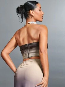 SHEIN BAE Biến đổi dần Xếp li Quây Cổ chữ V sâu Áo ba lỗ Đối với phụ nữ , Gợi cảm Hoặc Áo khoác - Nhiều màu - Xem 3