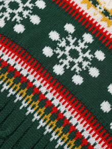 Manfinity Homme 男士幾何圖案麻花編織套頭毛衣 - 綠色 - 查看 8