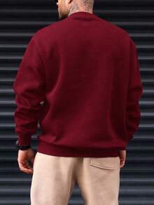 GENTILAND Men Plus Letter Graphic Sweatshirt - Burgundy - View 2