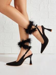 Women's Fashionable & Versatile High Heel Pointed Toe Pumps With Straps For Autumn/winter