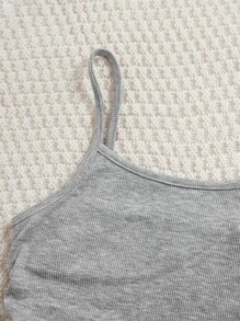 SHEIN Tween Girl Solid Cami Dress & Super Crop Tee - Light Grey - View 3