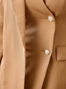 Modelyn 女士純色反光鍵領一粒釦西裝外套 - 咖啡棕 - 查看 6