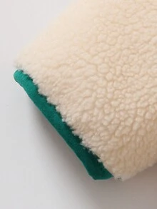 男嬰拉鏈開襟撞色滾邊絨毛外套 - 杏色 - 查看 5