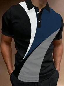 Manfinity Homme 男士加大色块 Polo 衫 休闲男士 Polo 衫 布面男士 Polo 衫 纽扣男士 Polo 衫 男士 Polo 衫 - 彩色 - 查看 1