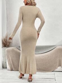 SHEIN Privé 女式毛衣裙 - 卡其色 - 查看 2