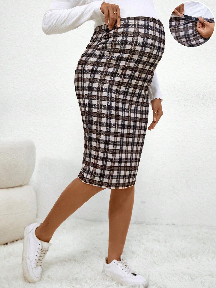 SHEIN 孕婦半身裙 - 棕色 - 查看 1