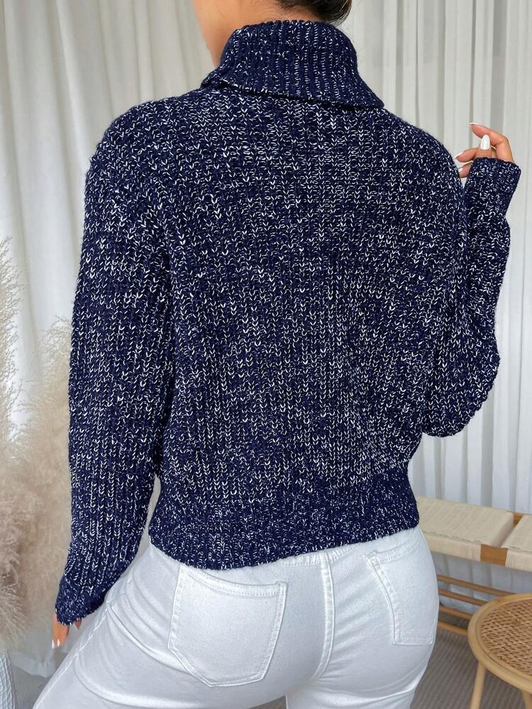Turtleneck Marled Knit Pullover Fall Winter Sweater