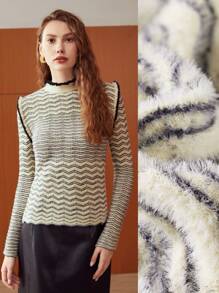 MOTF PREMIUM CHEVRON FRILL TRIM SWEATER - Multicolor - View 9