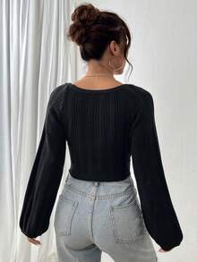 SHEIN Unity Đúng mốt Của phụ nữ Áo len , Linh hoạt Phong cách - màu đen - Xem 2