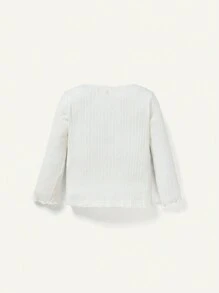 Cozy Pixies Baby Girl 3pcs Ribbed Knit Lettuce Trim Top - Pink - View 7