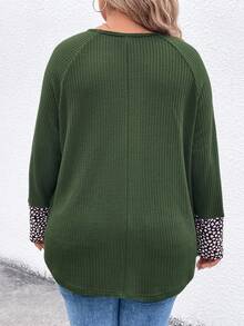 SHEIN LUNE Của phụ nữ Kích thước lớn Màu xanh lá Áo thun - xanh quân đội - Xem 2