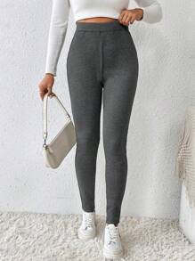 SHEIN LUNE Lót nhiệt Xà cạp - Màu xám đen - Xem 5