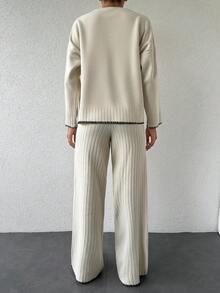 EURMUSE Quý cô Áo len Bộ - trắng - Xem 2
