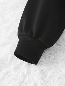 SHEIN EZwear In tay Quá lớn Thả vai Vòng cổ Áo nỉ - màu đen - Xem 5