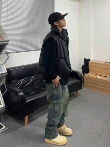 Claim Dot Quần Cargo thường ngày giặt sạch cho nam, quần dài ống đứng màu xanh đậm trơn, quần Cargo giặt sạch tối màu, dành tặng chồng, quà tặng bạn trai - Rửa trung bình - Xem 7