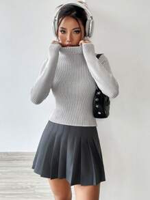 SHEIN Unity Áo len ôm dáng với họa tiết dệt nổi, kiểu dáng đa năng, thích hợp cho mùa thu đông. - Nhiều màu - Xem 1